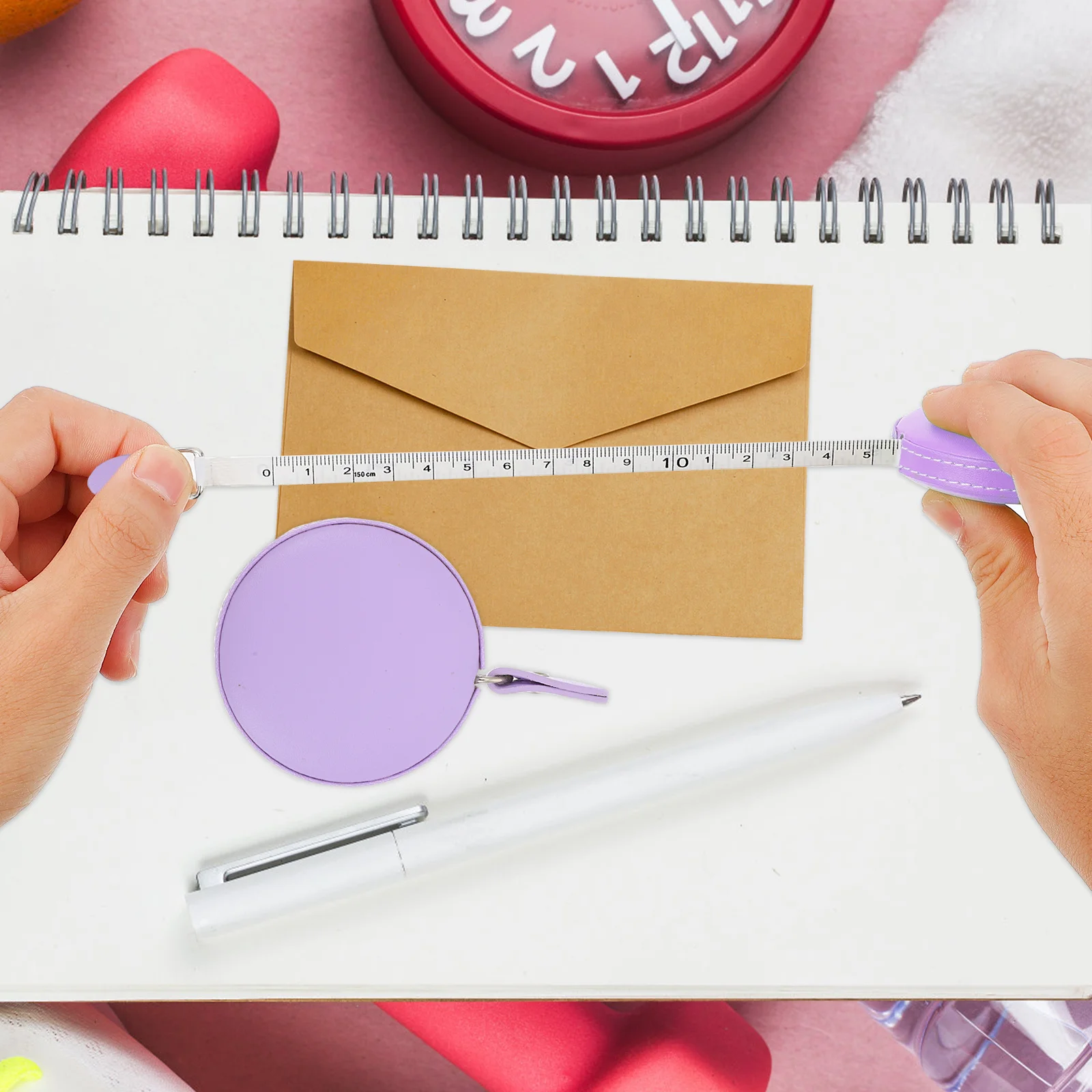 

1Pcs Compact Measuring Tape 1.5m Auto-Return Small Ruler for Body Garment Measurement Lightweight Convenient Carry