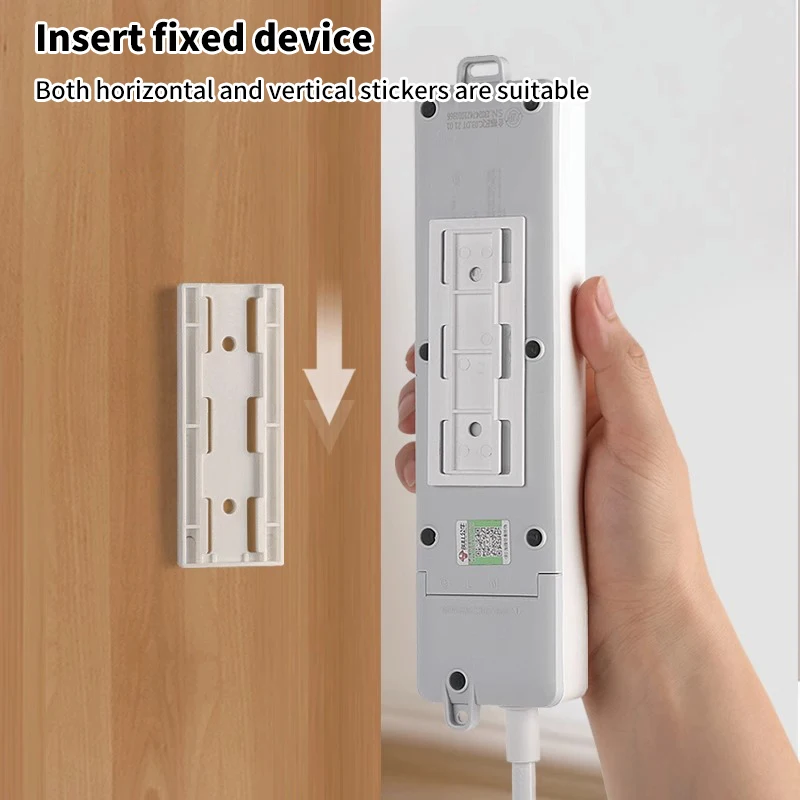 Wall-Mounted Plug Fixer Sticker Punch-free Home Self-Adhesive Socket Fixer Cable Wire Organizer Power Strip Holder