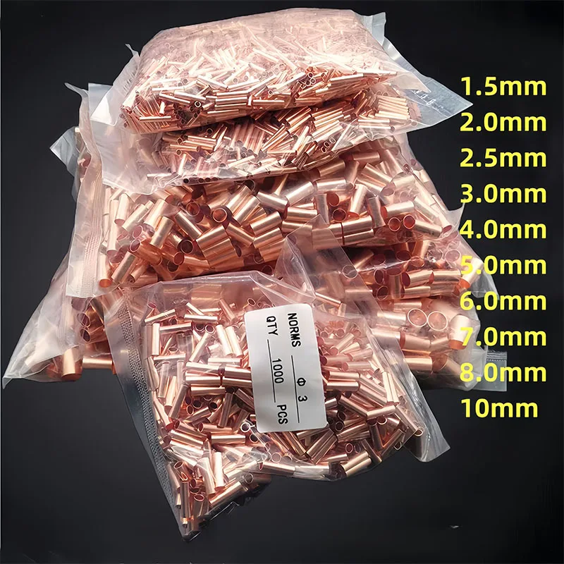 

1000 PCS GT Copper Connecting Pipe Wire Joint Connector 1.5/2/2.5/3/4/5/6/7/8/10mm Cold Crimping Connection tube terminal