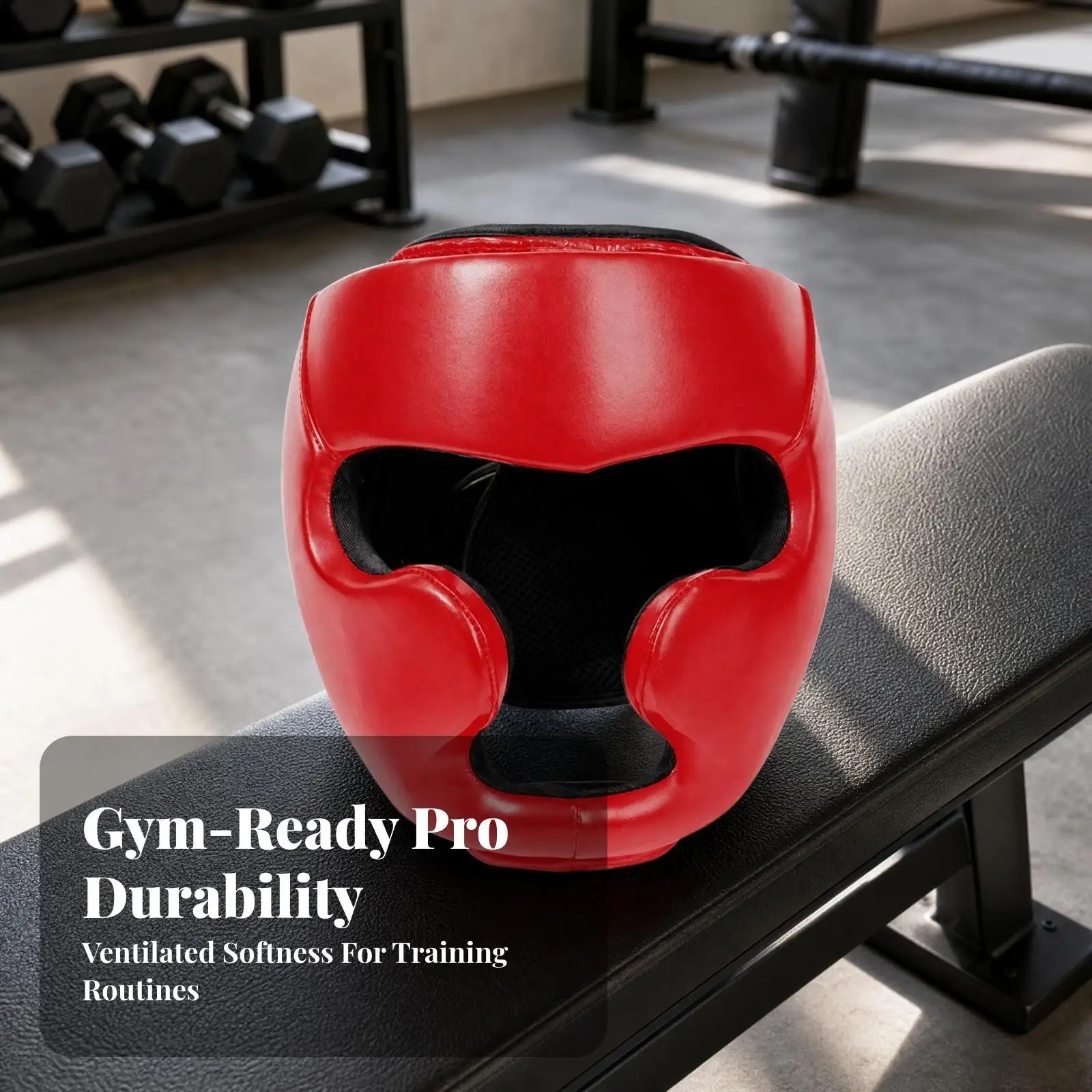Thickened Boxing Headgear Open Face Combat Helmet with Ear Padding Chin Guard for Karate Taekwondo Kickboxing Sparring Training