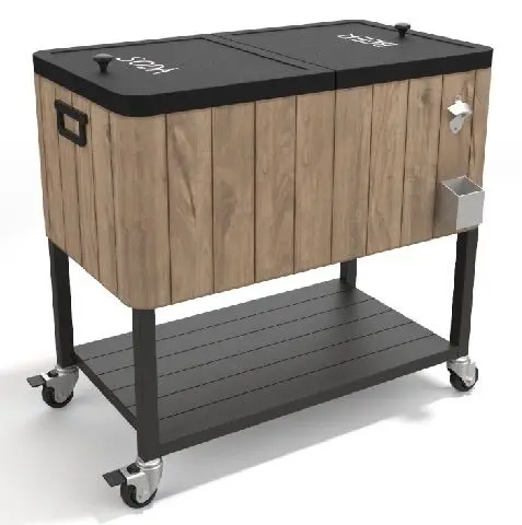 Mobile Beer 80-Quart Steel Beverage Cooler Ice Bucket Rolling Cart for Outdoor Drink Wine Ice Cooler Cart view 5