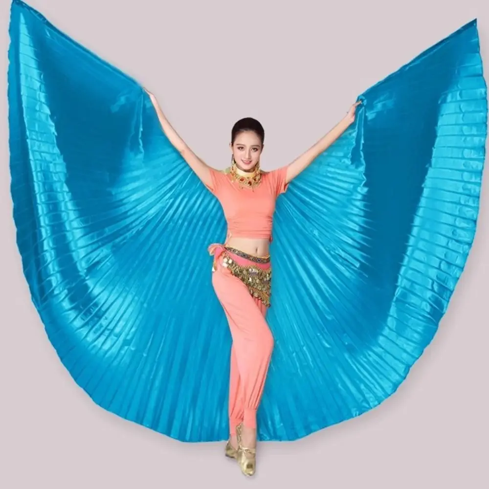 Accesorio creativo de ala para danza del vientre, 360 grados con varilla telescópica, capa de gran rendimiento plisada, accesorios de danza Oriental suaves