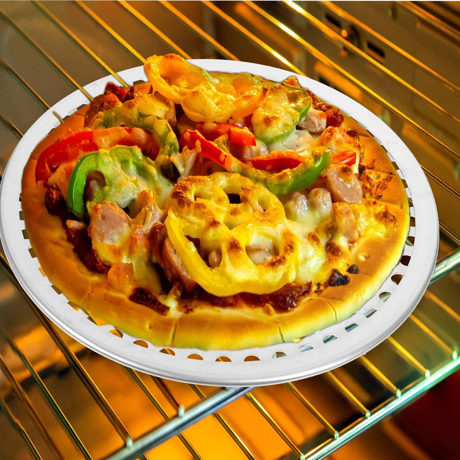 

Pizza Pan With Holes Household Baking Tool Nonstick Roasting Net Aluminum Alloy Round Baking Plate Pizza Making Tray For Cake