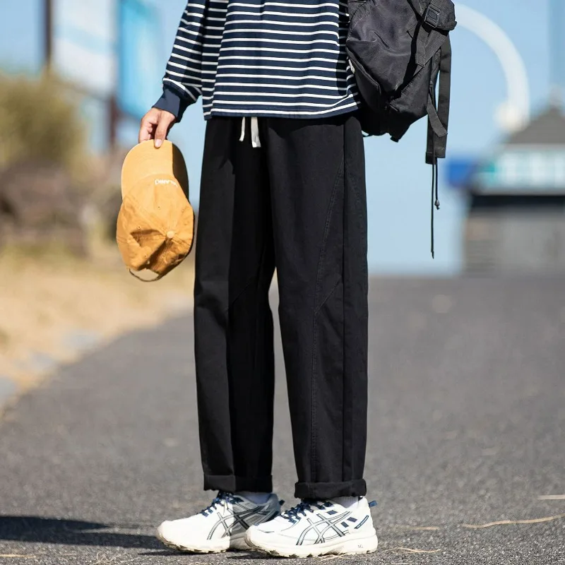 

Американские Ретро Повседневные Мужские Осенние Новые Прямые Свободные Широкие Длинные Брюки-карго Модные Прямые Брюки Хлопок Бегуны Спортивные