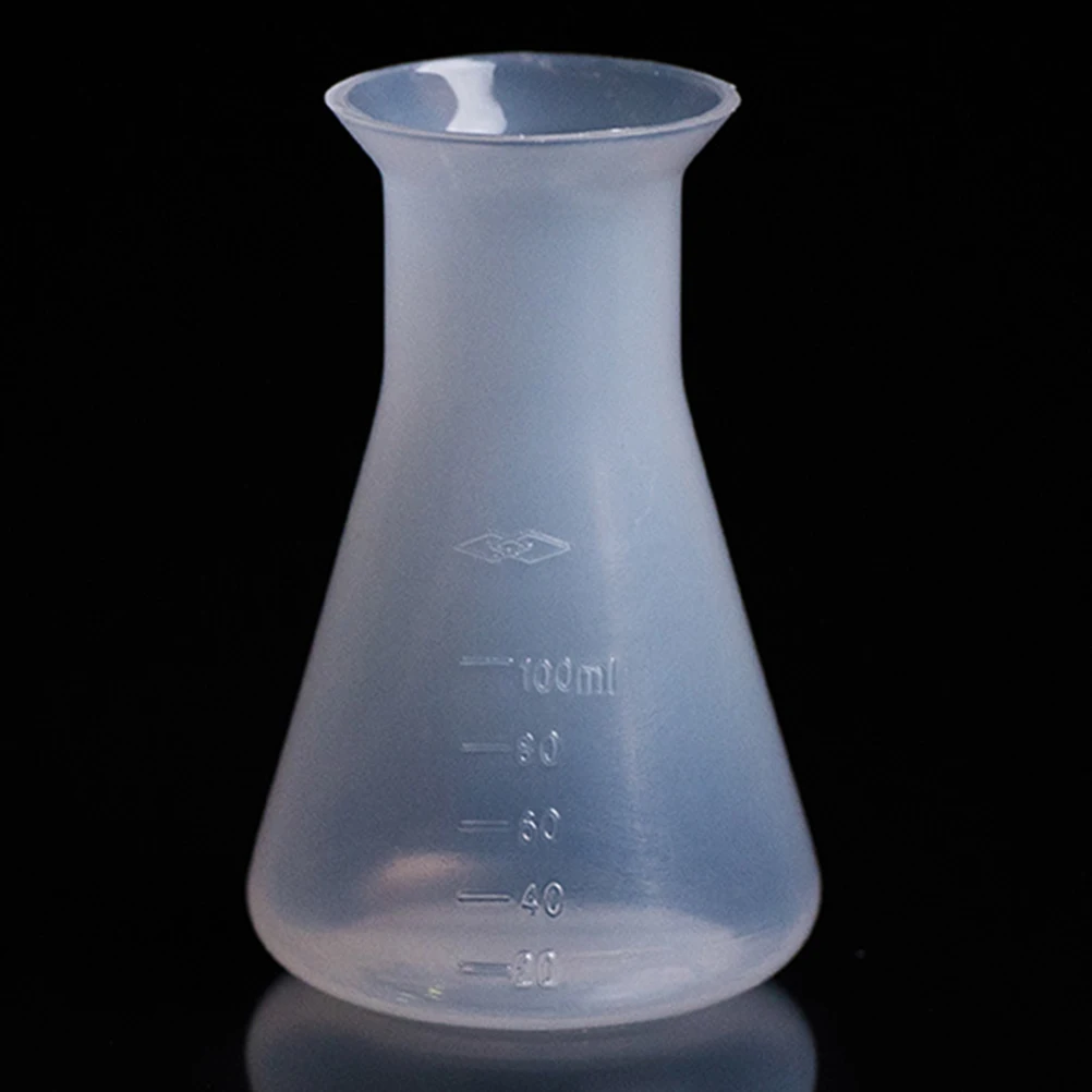 

3Pcs Plastic Flask Conical Flask Clear Scale Double Sided Measurement for Laboratory Students Educational
