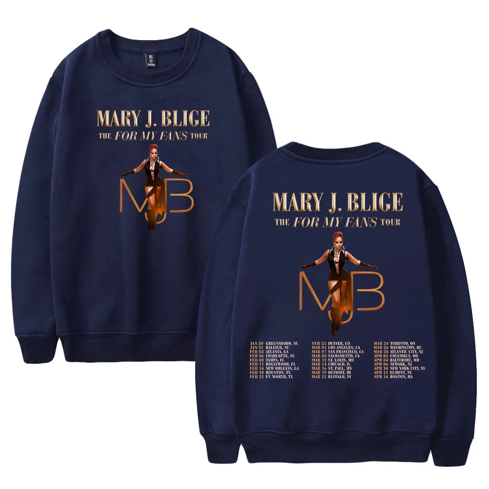 Mary J Blige The For My Fans Tour 2025 Merch Уличная одежда с круглым вырезом и длинными рукавами для мужчин и женщин Толстовка Модные наряды