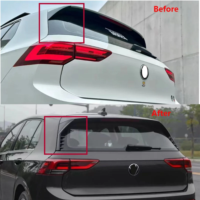자동차 후면 윈도우 사이드 스포일러 윙 디퓨저 트림, 카본 룩, VW 골프 8 MK8 GTI GTD TSI TDI 2020-2023 자동차 액세서리, 2 개