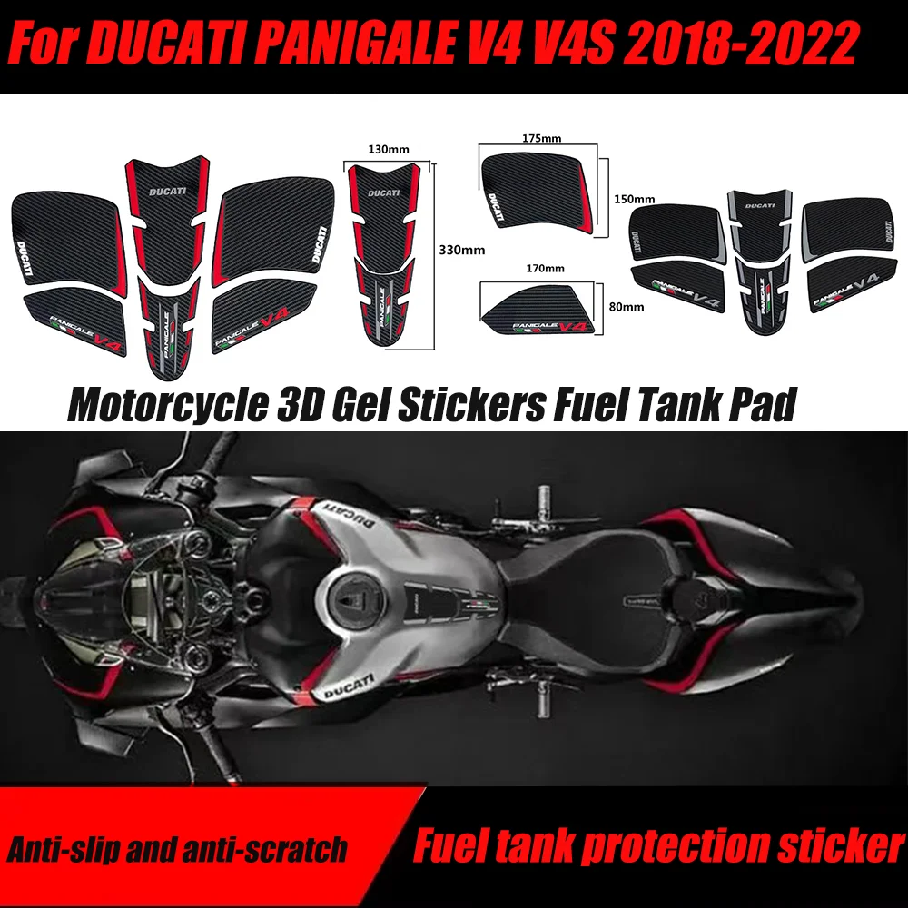 

Motorcycle 3D Gel Stickers Fuel Tank Pad Fuel Tank Protection Sticker Fishbone Decals For DUCATI PANIGALE V4 V4S 2018-2022