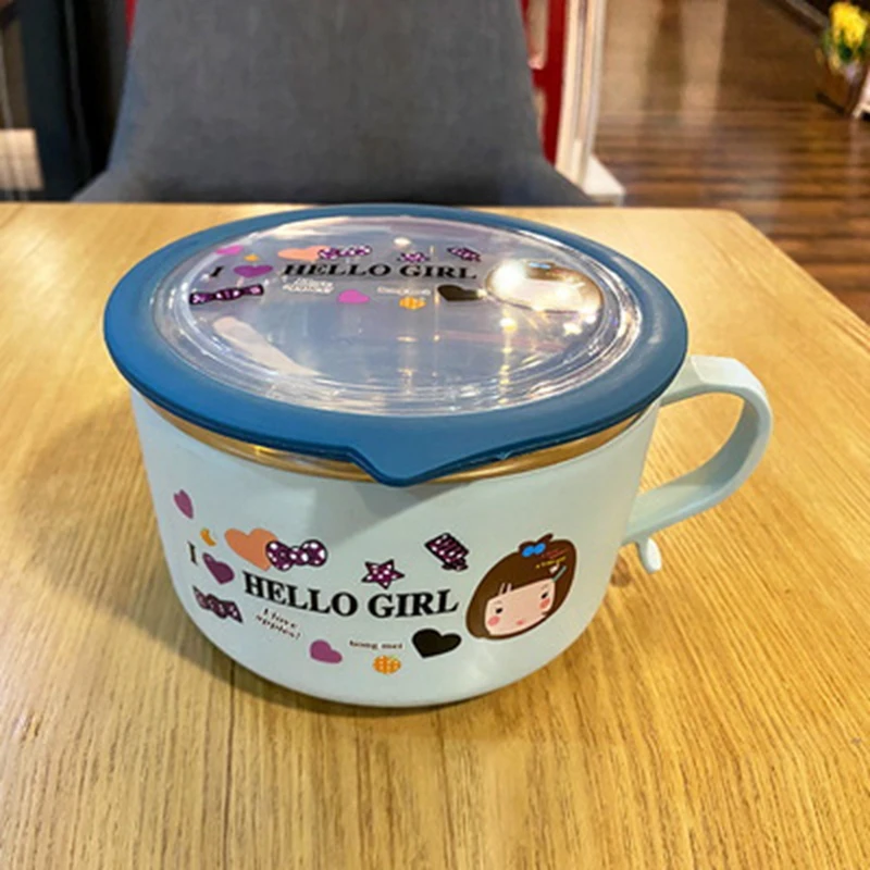 Nowe słodkie kreskówki termiczne pudełko na drugie śniadanie dla dzieci uczennica pudełko Bento ze stali nierdzewnej pojemnik na żywność błyskawiczna miska na makaron