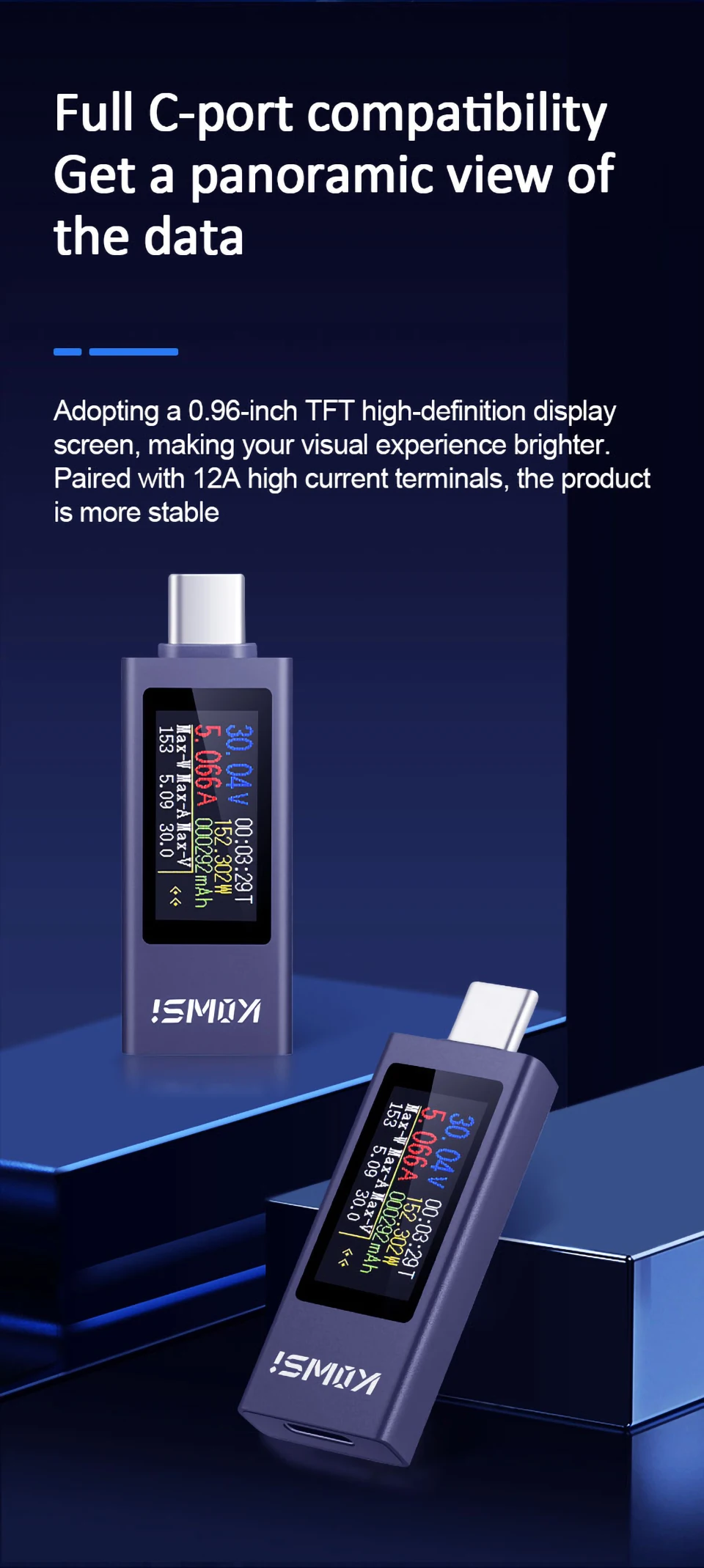 KWS-X1 4V-30V 12A Typ-C Tester Voltmeter Amperemeter TYPE-C Schnellladungserkennung Auslöser Kapazitätsmessung Rippelmessung – Detail 18