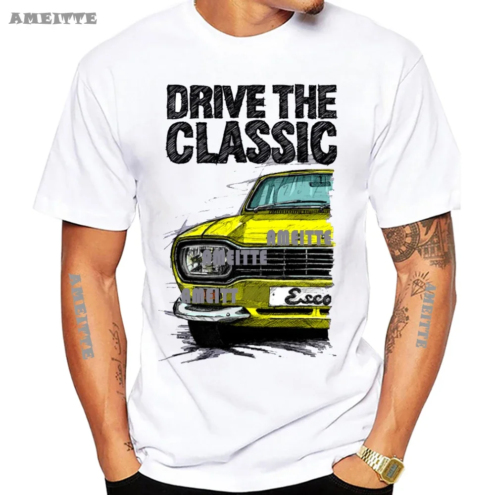 New Summer Men Short Sleeve Drive Classic Escort Mk1 Mexico Sport Car Vintage T-Shirt Cool Boy White Tees Mans Tops