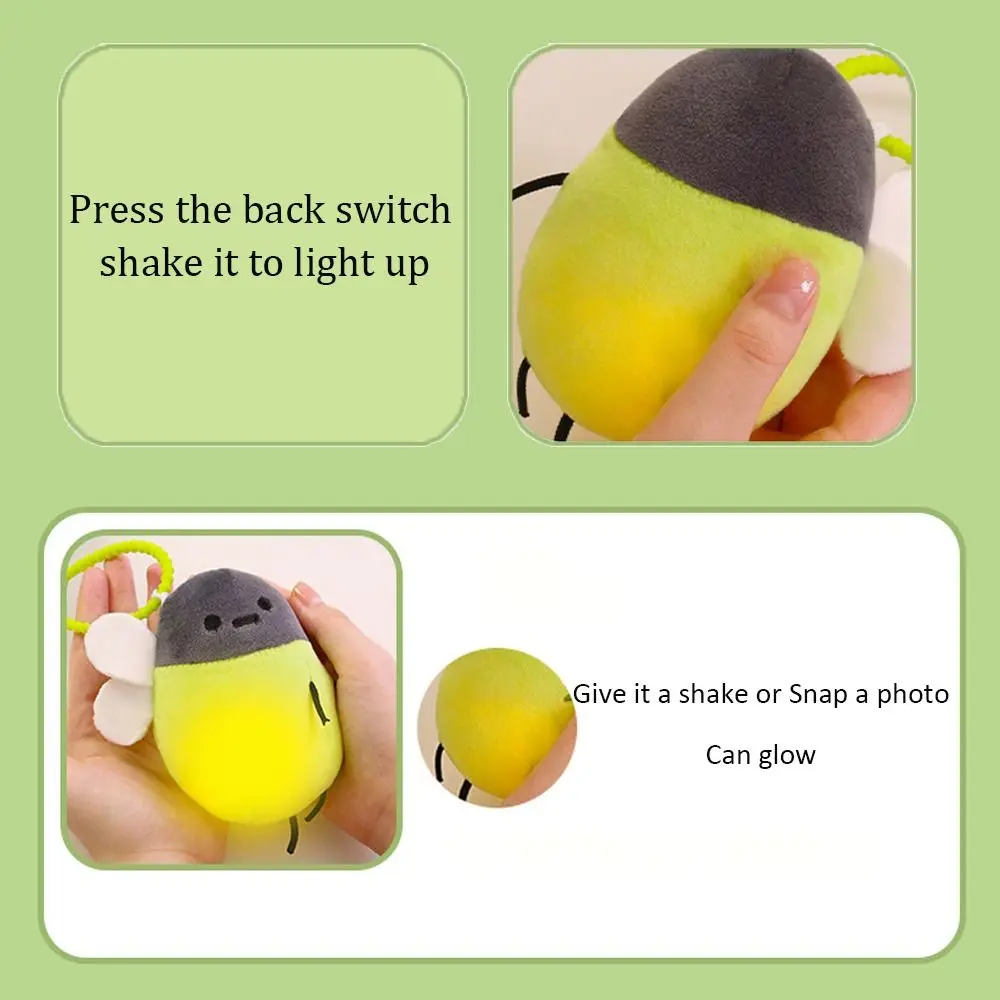 Cartone animato carino luminoso lucciola giocattoli di peluche carino ciondolo ragazza cuore decorazioni per la casa bellezza di Natale borsa delicata portachiavi regalo di compleanno