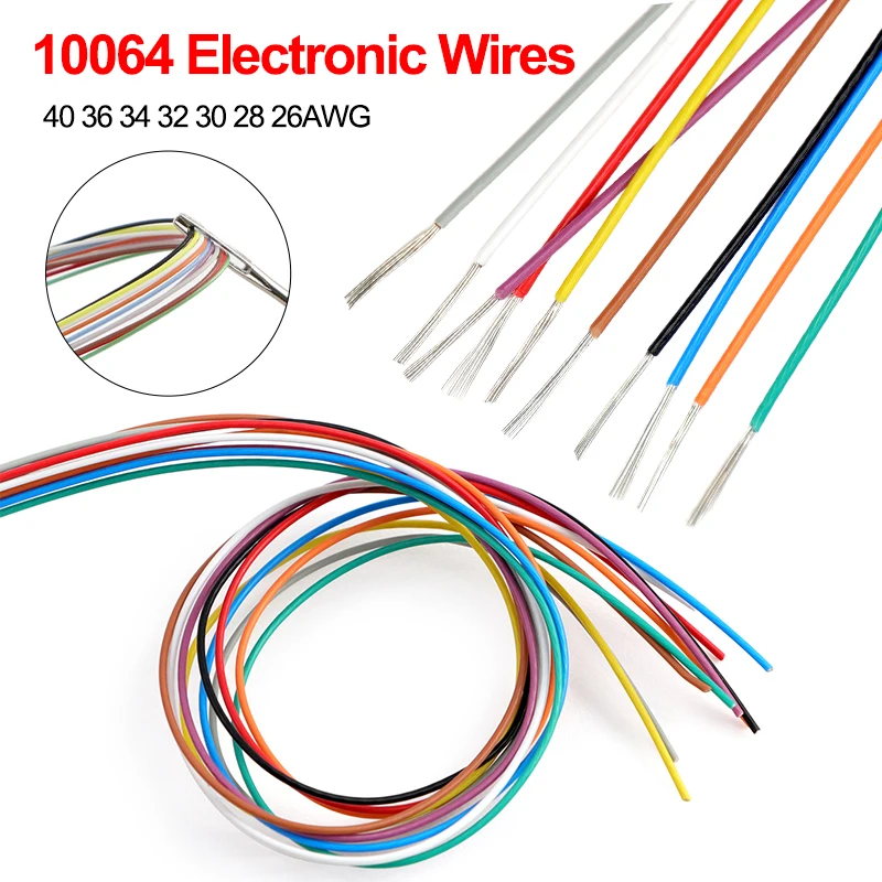 10-100m Ultra Fine 10064 Electronic Wire 40 36 34 32 30 28 26AWG Micro Wire DIY Soldering FEP Insulation Tinned Copper Cable
