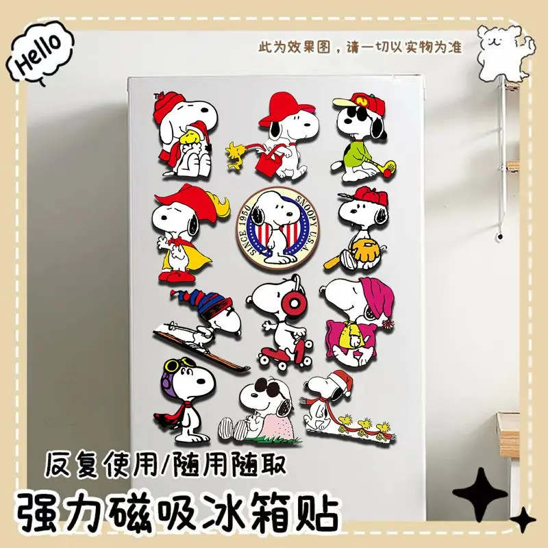 12 قطعة ملصقات الثلاجة الجديدة أنيمي لطيف الكرتون Ins سنوبي بلاط الإبداعية ديكور المنزل ملصقات الرسائل المغناطيسية القوية