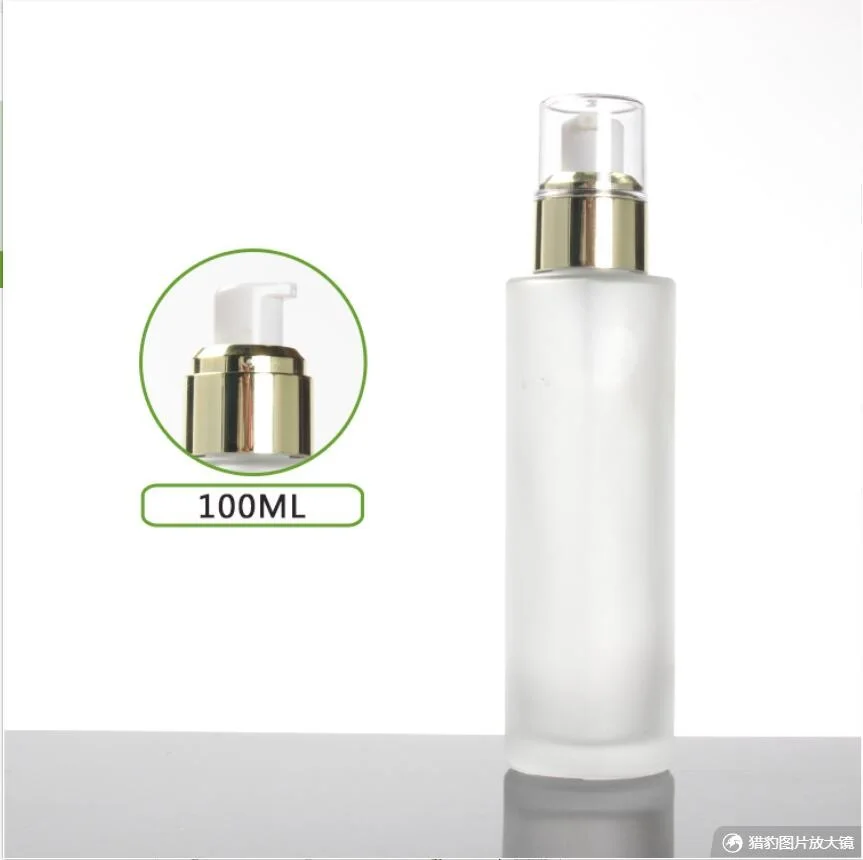 100 ml mat/groen/blauw glazen fles goud pomp serum/lotion/emulsie/foundation vocht toner huidverzorging cosmetische verpakking