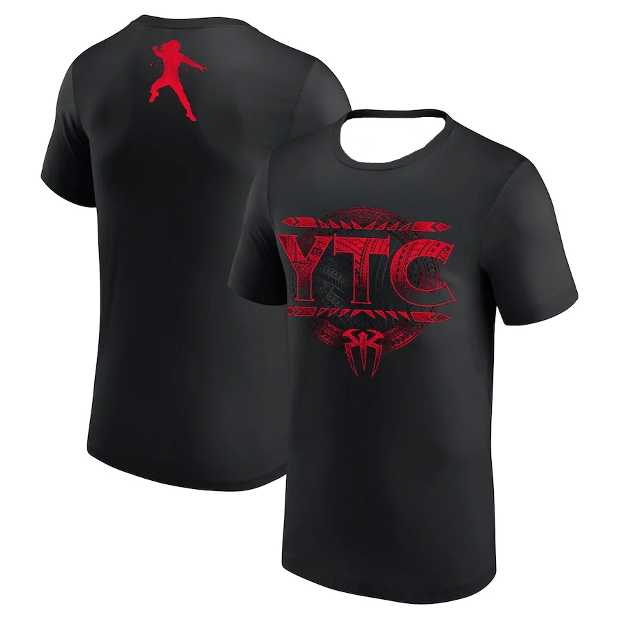 

Men's Summer Clothes WWE Roman Reigns YTC T-Shirt Black Mens Quick-drying Absorb Sweat Tee Top Moto
