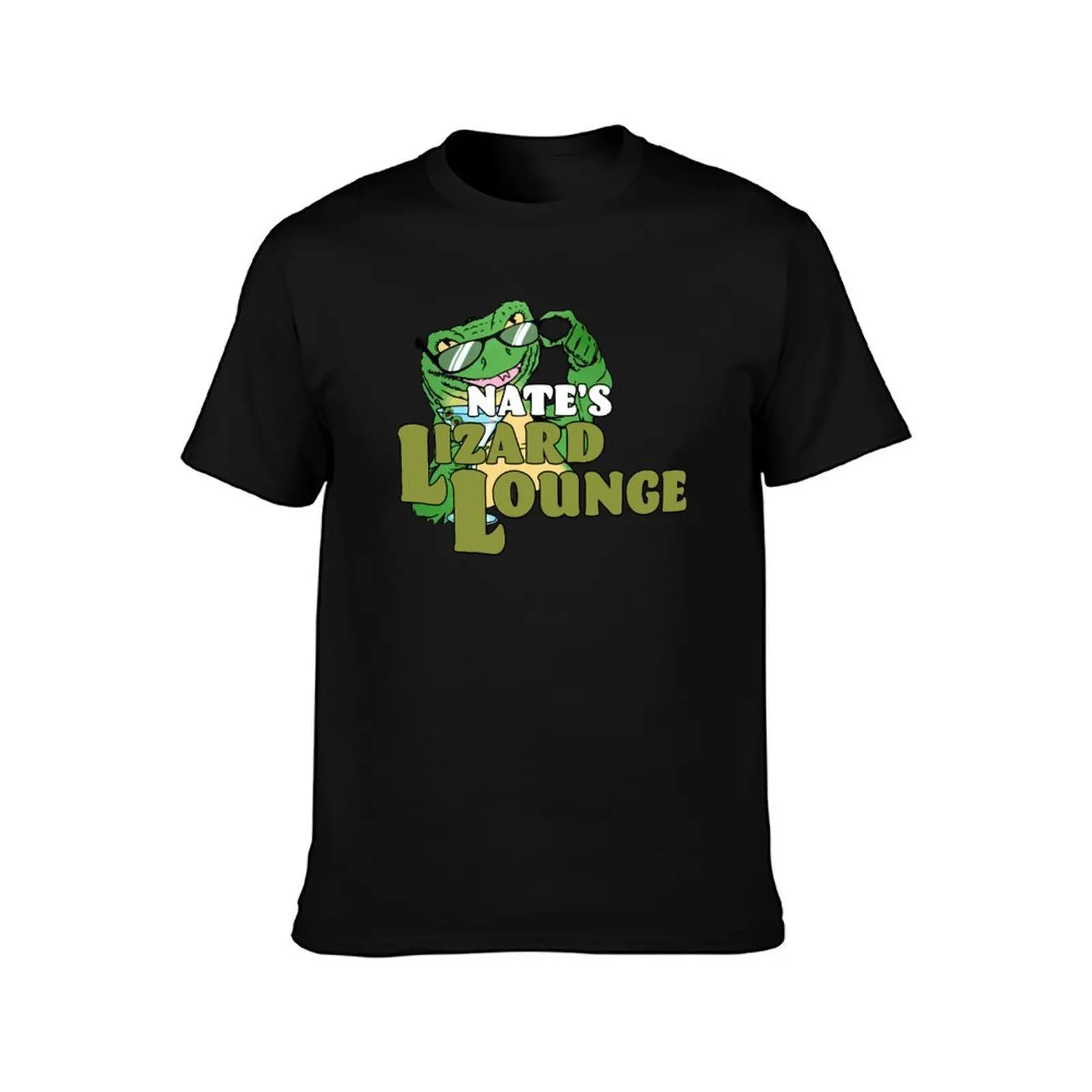 Nate_s Lizard Lounge T-Shirt, Summer Casual Cotton Tee, Oversized Streetwear Tops, Vintage Graphic Print, Loose Fit Short Sleeve
