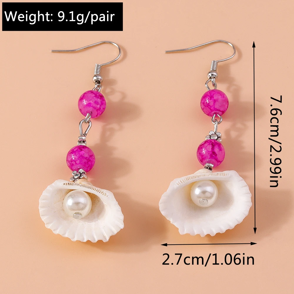 Aihua Mode Sommer Strand Perle Muschel Ohrringe für Frauen Mädchen Nette Boho Seestern Ohrringe Neu In Meer Schmuck Geschenke – Detail 16