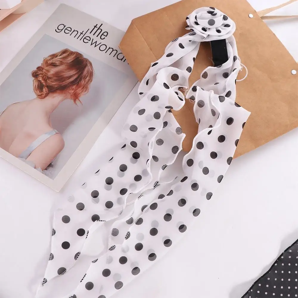 Bow Ties Long Silk Scarf Wrap Cravat Polka Dot Scarves Collocation Clothing Accessories Neckerchief Decoration