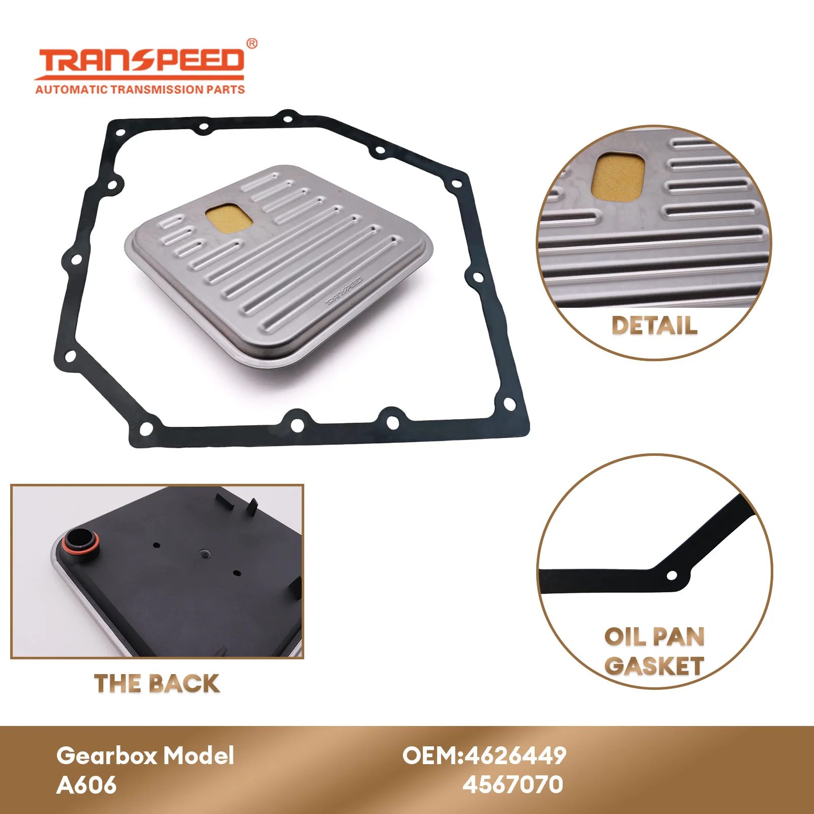 

TRANSPEED A606 Auto Transmission Oil Filter 4626449 4567070 & Oil Pan Gasket For Chrysler 300/300M for Dodge Monarch 3.3