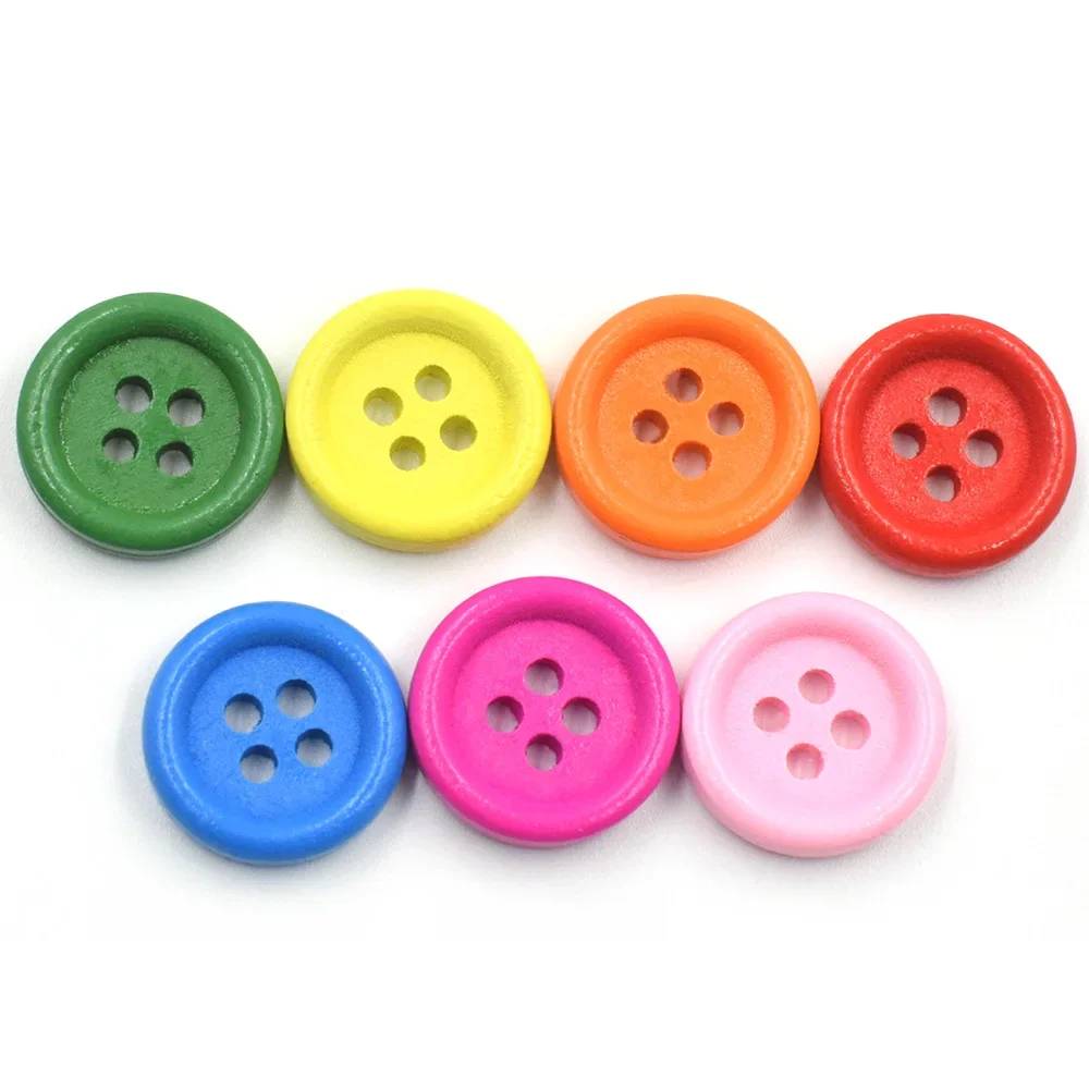 50Pcs Round Random Mixed colors Wood Buttons For Handwork Sewing Scrapbook DIY Craft Home Gift Decoration Accessories