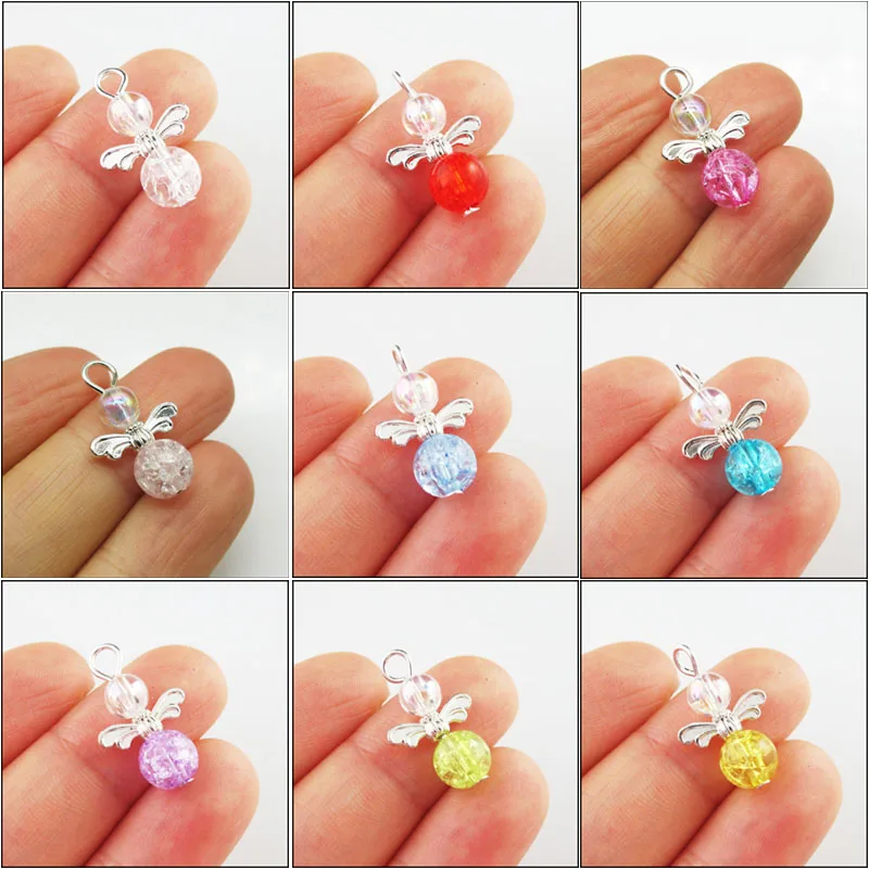 20Pcs Mixed Shivering Ball Angel Acrylic Plastic Charms Pendants 13.5x22mm