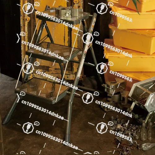 Metal Folding Ladder, Multi-functional Ladder Stool Portable Herringbone Ladder Storage Ladder Frame Household