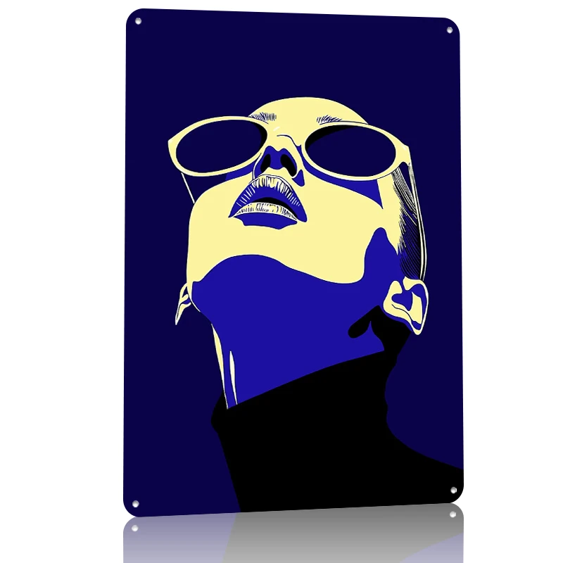 Woman in Sunglasses Metal Poster Wall Art Retro Vintage Metal Signs for Man Cave Decoration Garage Accessories House Interior view 3