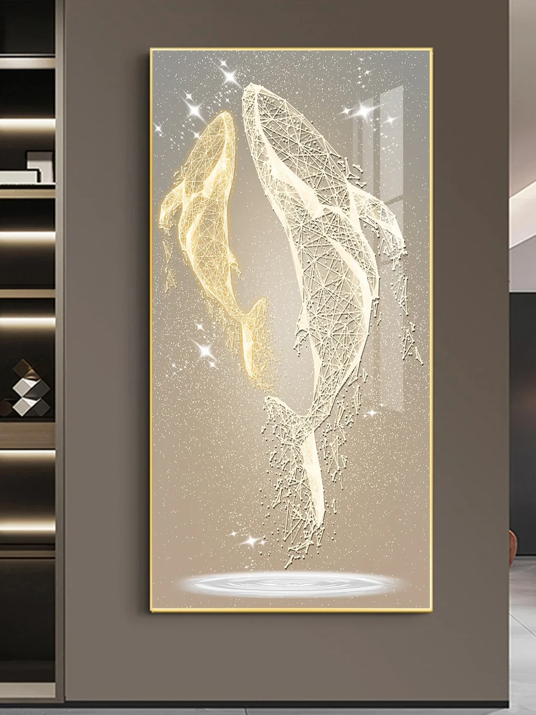 Luxury Whale LED 3D Mural Wall Lamp - Entrance Modern Vertical Hanging Art Decor | Simple Style Light Painting Fixture