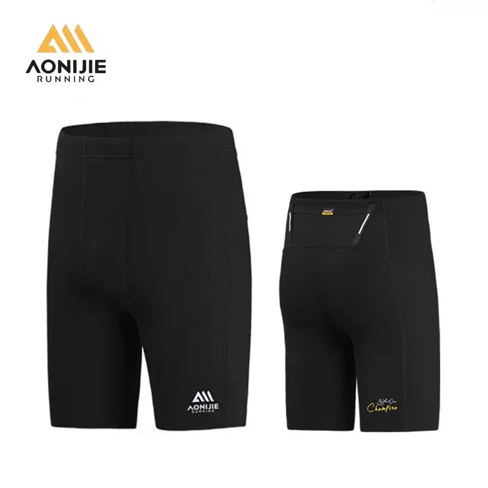 AONIJIE Sports Tights Shorts For Men Marathon Training Trail Running Shorts Quick Drying Gym Leggings Compression Pants FM5255