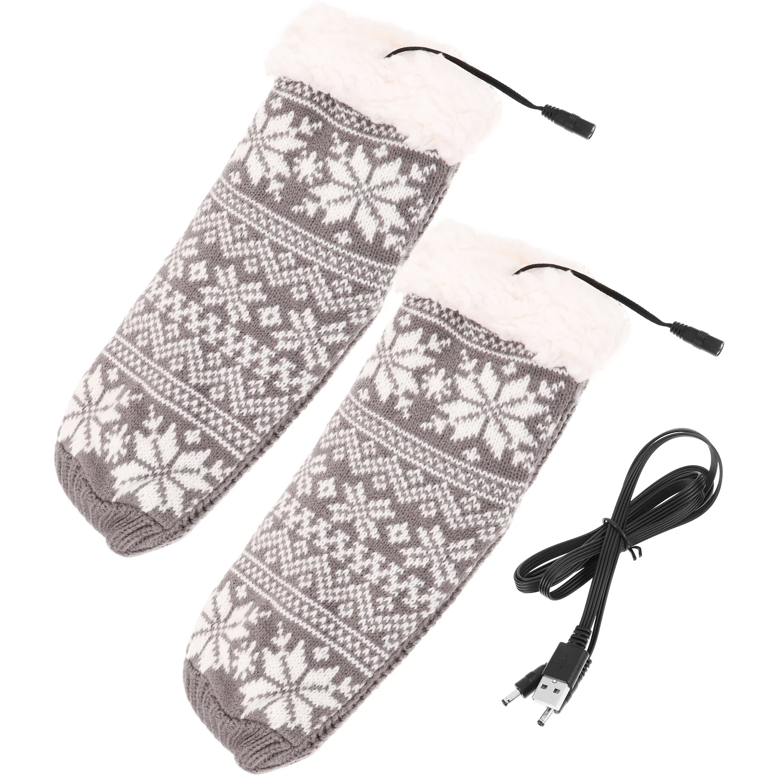 

USB Electric Heating Socks for Women Winter Heated Thermal Men's Slippers Batteries