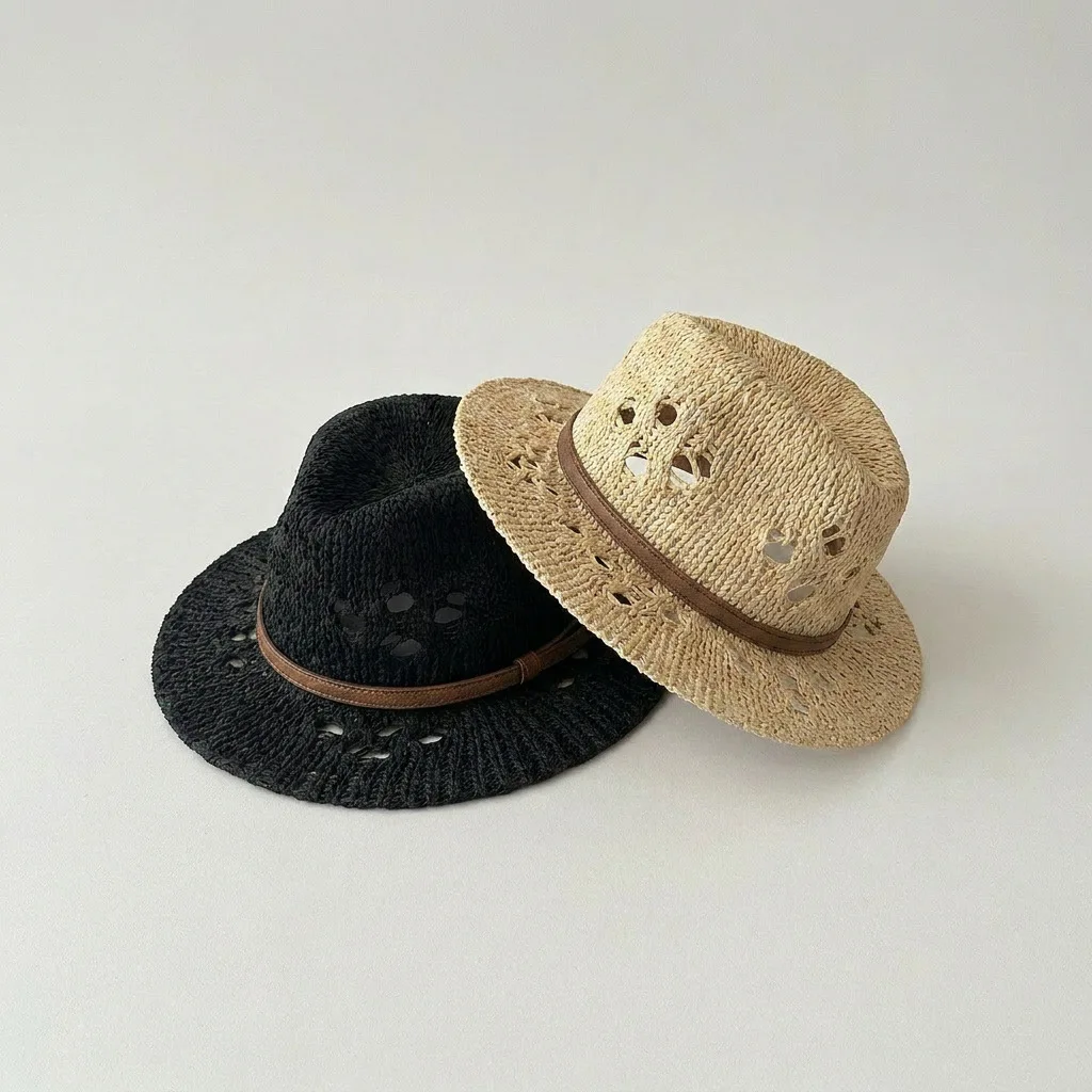 MILANCEL Summer Kids Straw Hat 48-51CM Hollow Breathable Girls Sun Hat 2.5-5T Sunscreen Children Fisherman Hat view 4