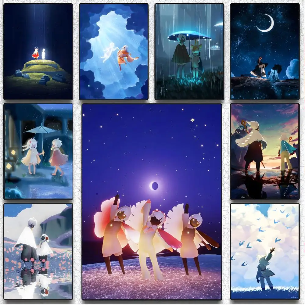 Serene Game S-Sky Children Of The Light Poster Artistic Instant Peel-Off Wall Decor Atmosphere Setter for Bedside & Shared Room