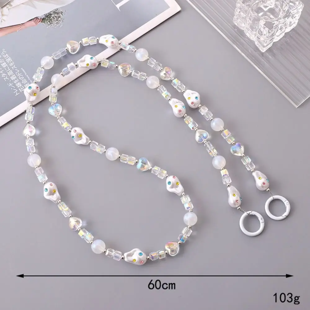 Fashion Beaded Pearl Strap Mobile Phone Lanyard DIY Sling Bag Chain Bag Accessory Anti-lost Chain