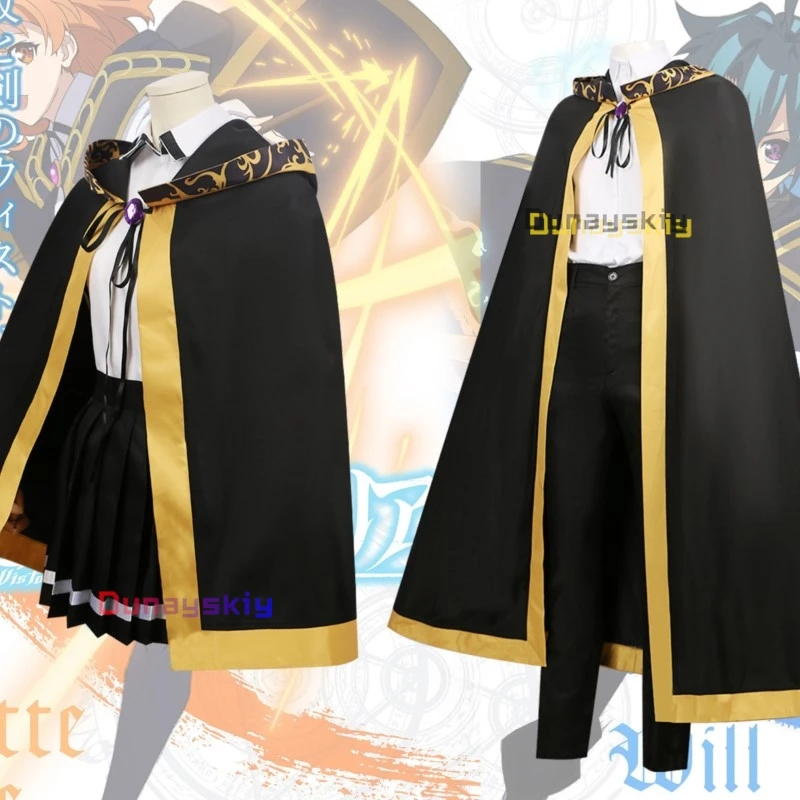 Wiru Seruforuto Koretto Rowaaru Cosplay Anime Wistoria: Wand and Sword Cos Costume Black Clock Suit Holloween Party Roleplay Set