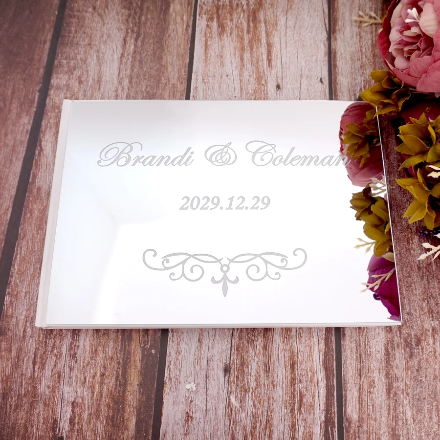 

Custom Acrylic Cover Minimalist Style Wedding Guest Book Anniversary Gift White Pages Personalized Party Signature Book 18x25cm