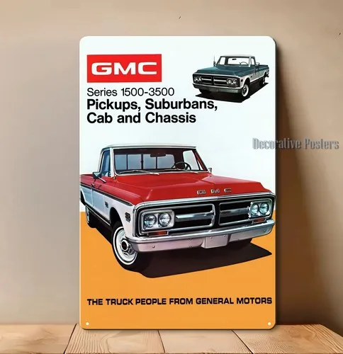 Y1,Series 1500-3500 Pickup Truck Metal Poster - Car Sign Size: