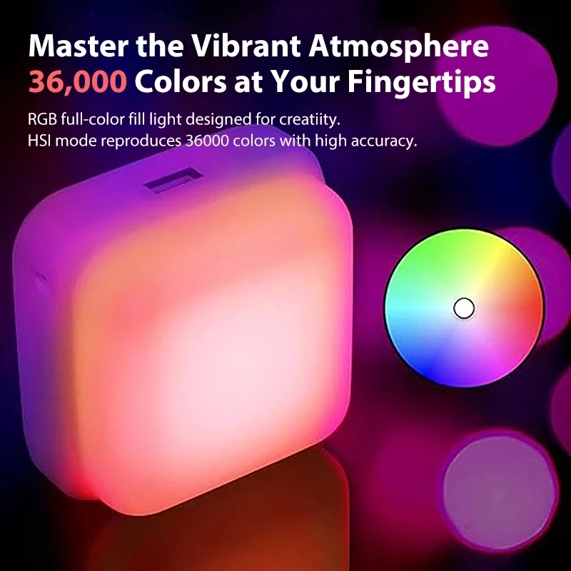 ZENIKO VS5 R Mini RGB Full Color Fill Light Dimmable Pocket Light with APP for Phone DSLR Camera Vlog Live