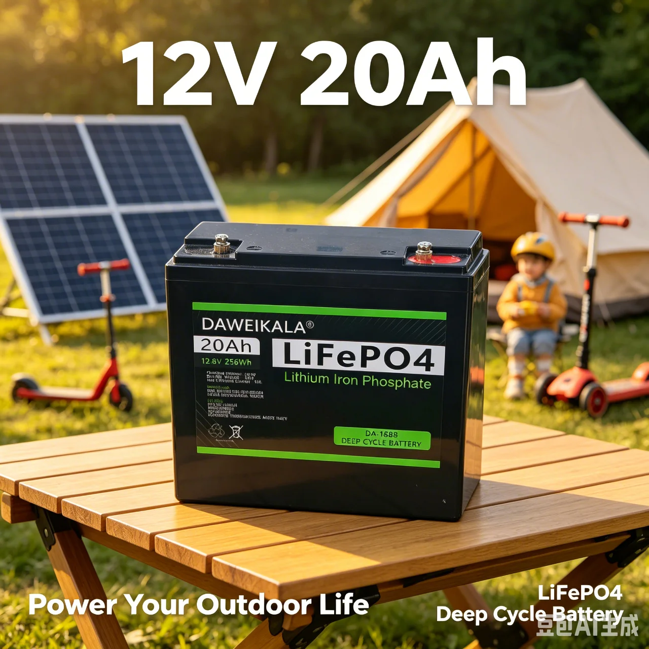 Bateria LiFePO4 o dużej pojemności 12V 20Ah z wbudowanym systemem BMS, akumulator litowo-żelazowo-fosforanowy do wielokrotnego ładowania, przeznaczony do łodzi, silników łodzi, hulajnóg dziecięcych,