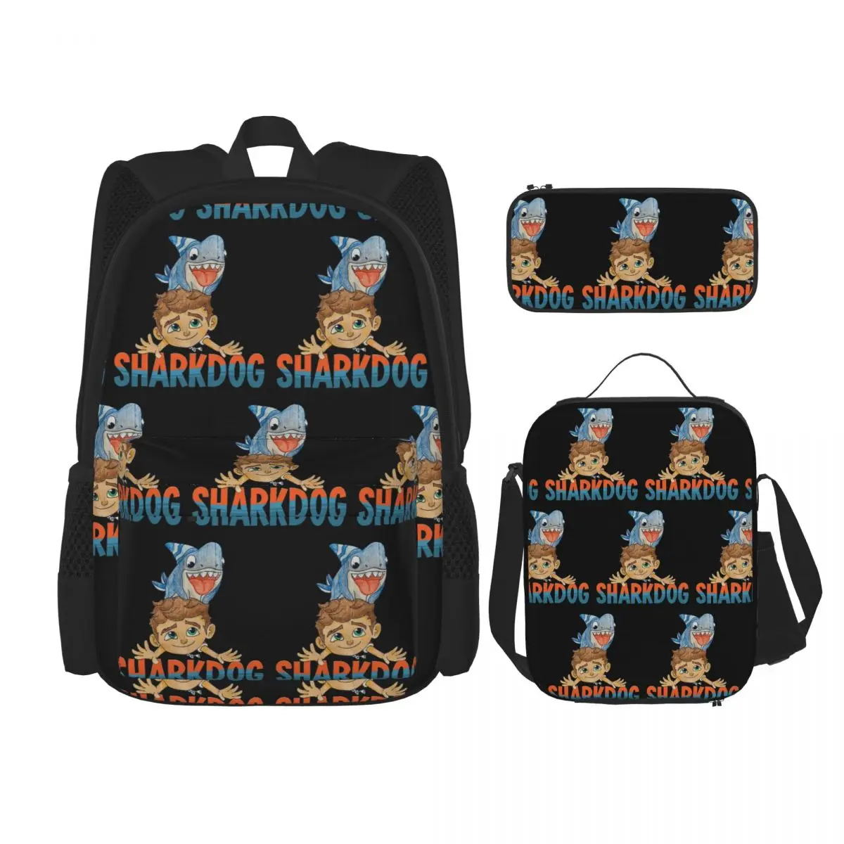 

Sharkdog Shark Backpacks Students Bookbag School Bags Rucksack Lunch Bag Pen Bag Three-Piece Set