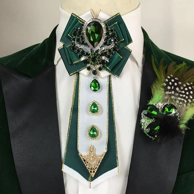 Men's Luxury Wedding Bow Tie British Korean Banquet Suit Shirt Collar Flowers Original Design Handmade Jewelry Rhinestone Bowtie