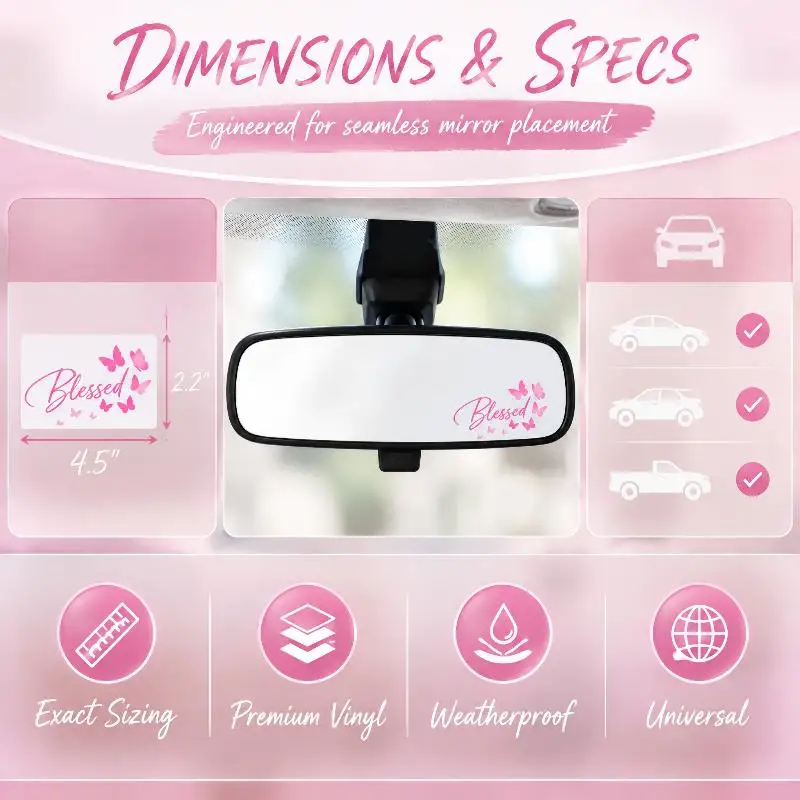 Blessed Butterfly Rearview Mirror Sticker With Scratch Resistance And Easy Removal Perfect For Interior Decor