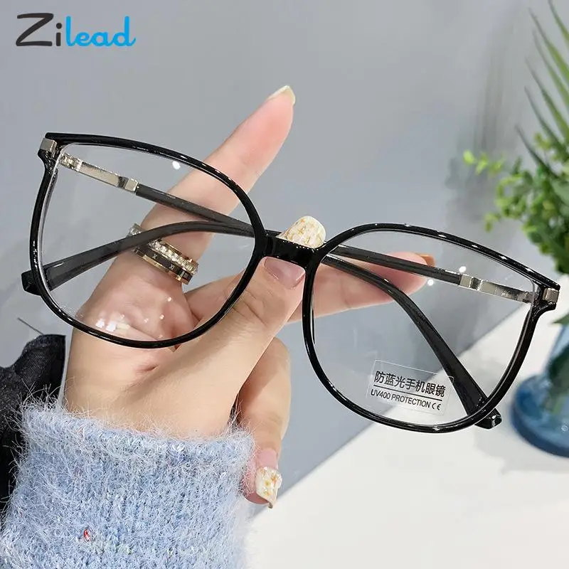 

Очки Zilead с защитой от синего света для мужчин и женщин, оптические аксессуары для чтения при пресбиопии, в большой оправе, кошачий глаз, с блеском, 0 + 400