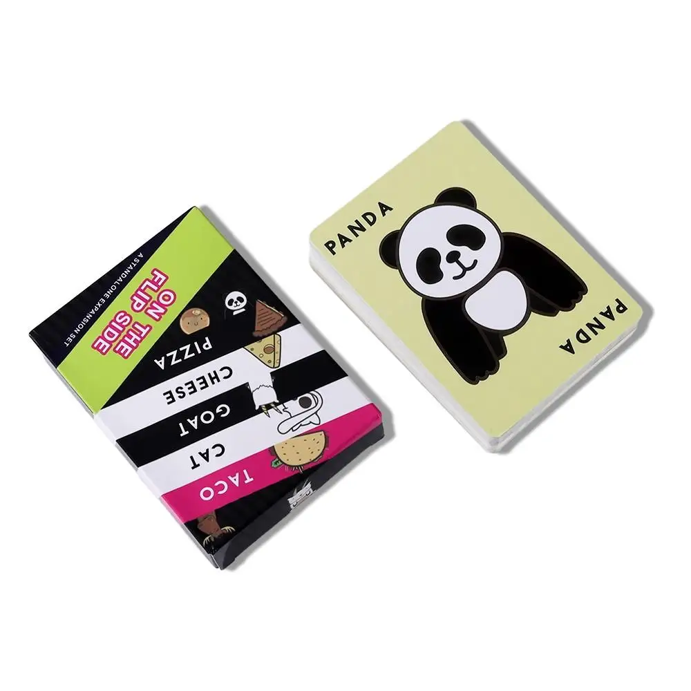 Naipes con patrón de pizza, cabra y oso: ¡juego de cartas sociales con tapa de dibujos animados rápidos es totalmente al revés!