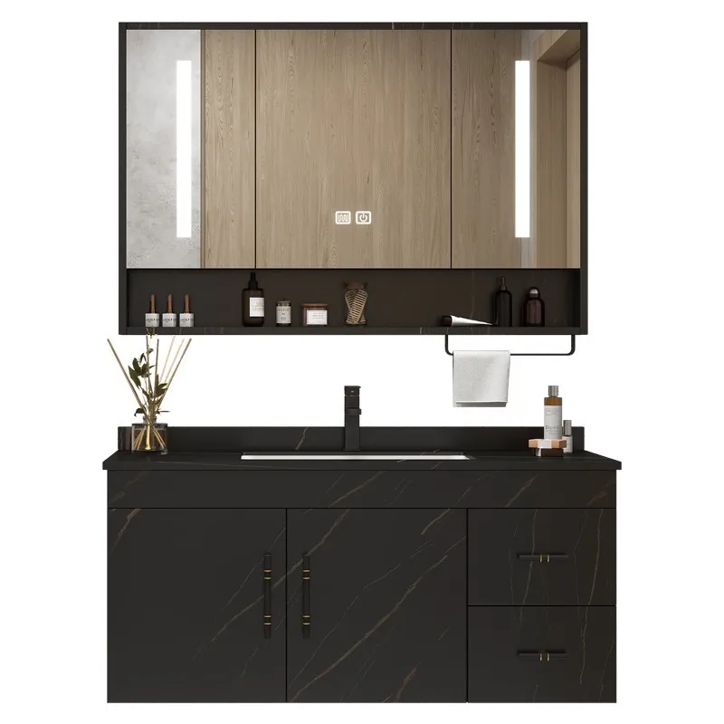 

Легкий роскошный шкаф для ванной комнаты из каменной плиты Современный простой умывальник для ванной комнаты Шкаф для умывальника