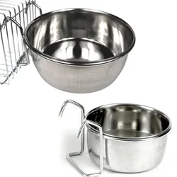 Cat Hanger Cage Cup Stainless Steel Pet Feeding Tools Stationary Dog Bowl Hanging Feeder Dish Travel Food Water Bowls