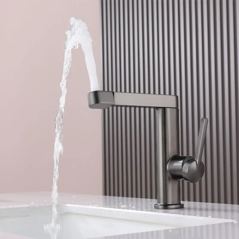 

All-copper universal rotating top-outlet washbasin faucet, hot and cold water faucet for bathroom wash basins and vanity basins