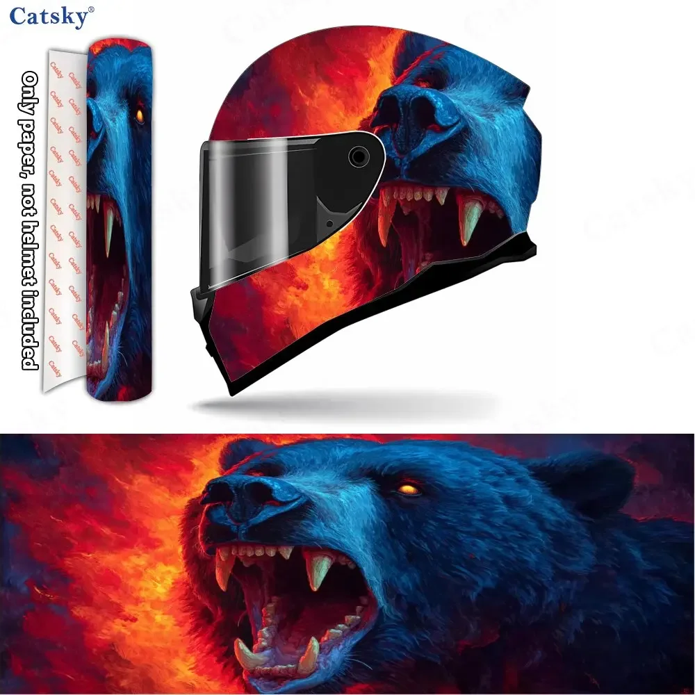 Adesivo para capacete de motocicleta em material PVC Frenzied Bear, autoadesivo, à prova d'água, adere firmemente e não cai, à prova d'água e resisten