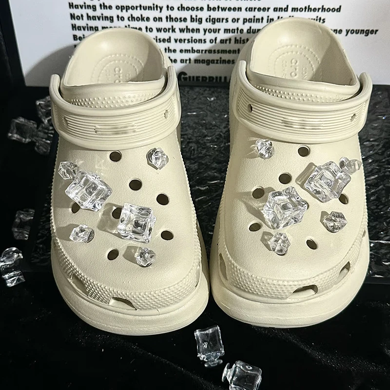 12pcs ABS Ice Cube Shoe Charms Clear, Transparent, Easy to Install & Remove Ideal for Christmas, Thanksgiving Decorations