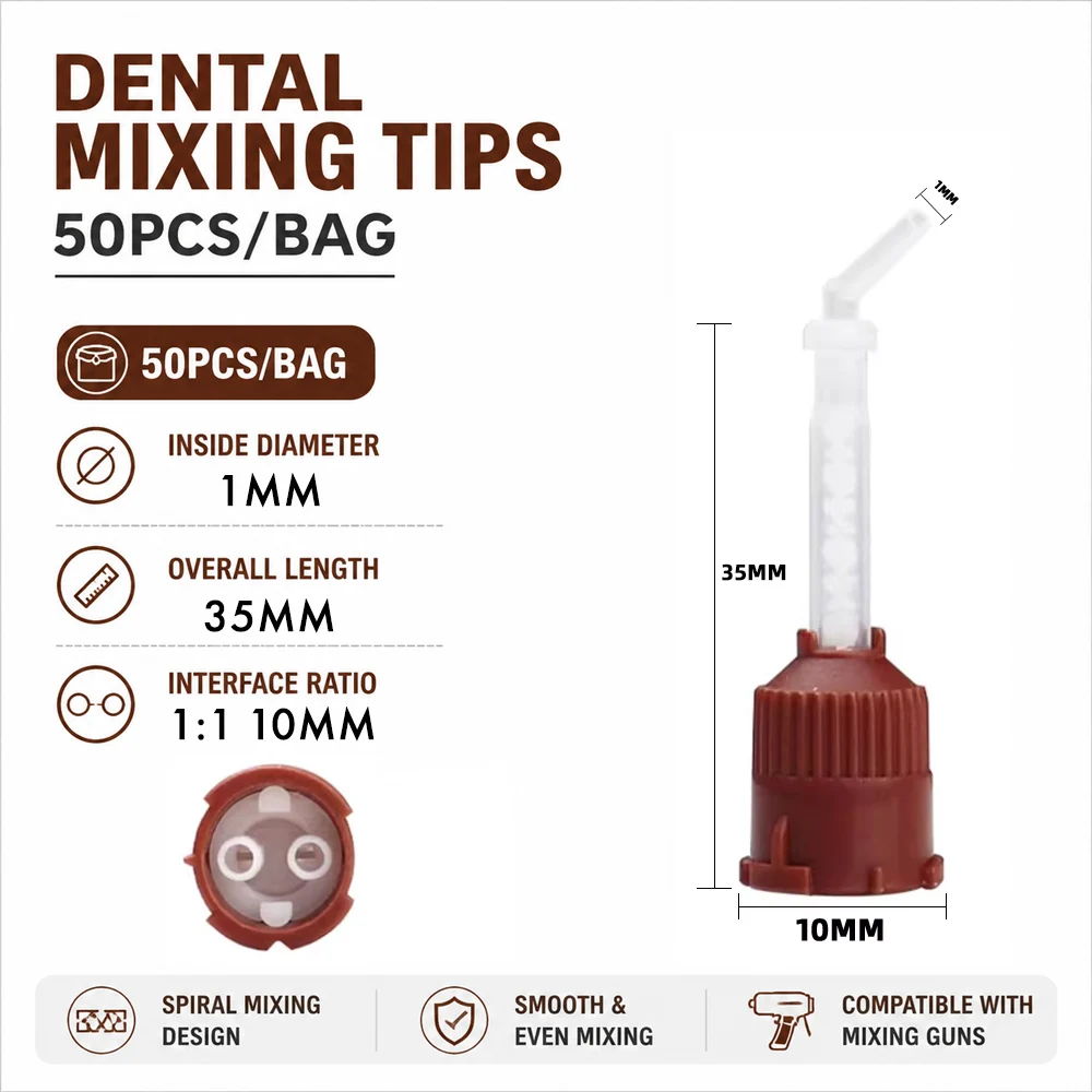 50/100 Stück Dental-Mischspitzen Einweg-Mixer 1:1 Gelbe Mischspitzen Einweg-Zahnmedizin-Mischspülungen Mischrohr